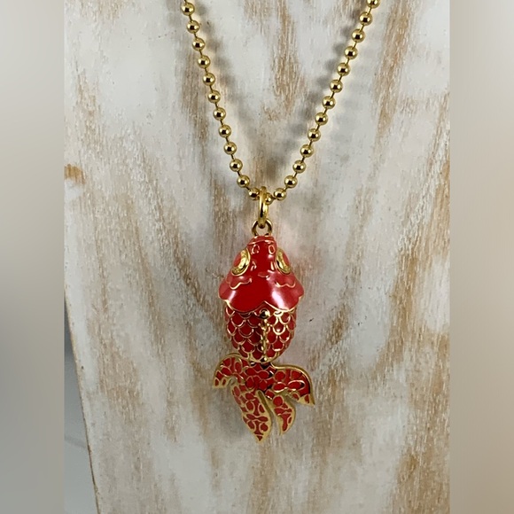 NWOT🌟COACH Koi Fish Pendant Necklace VERY RARE Coral - Picture 4 of 11